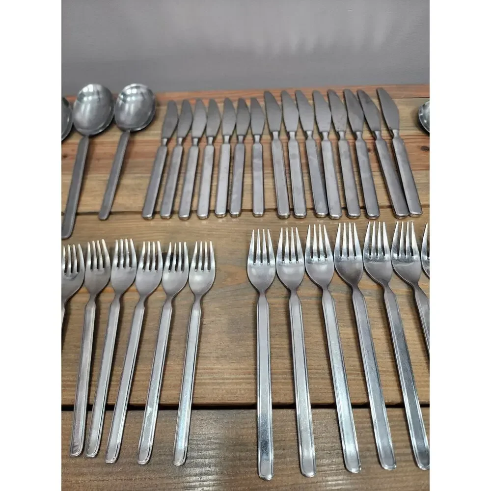 Vintage Mid-Century Sola Cora Stainless Flatware Made in Holland 54 Pieces